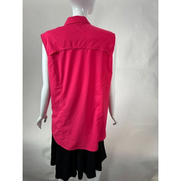 Magellan Outdoors Fish Gear Pink Sleeveless Button-Up Shirt XL Womens Polyester - Picture 2 of 16